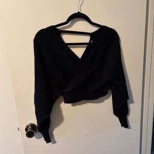Fashion Nova Black Ribbed Sweater Top